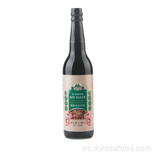 Salsa de soja oscura de champiñones de botella de vidrio de 625 ml